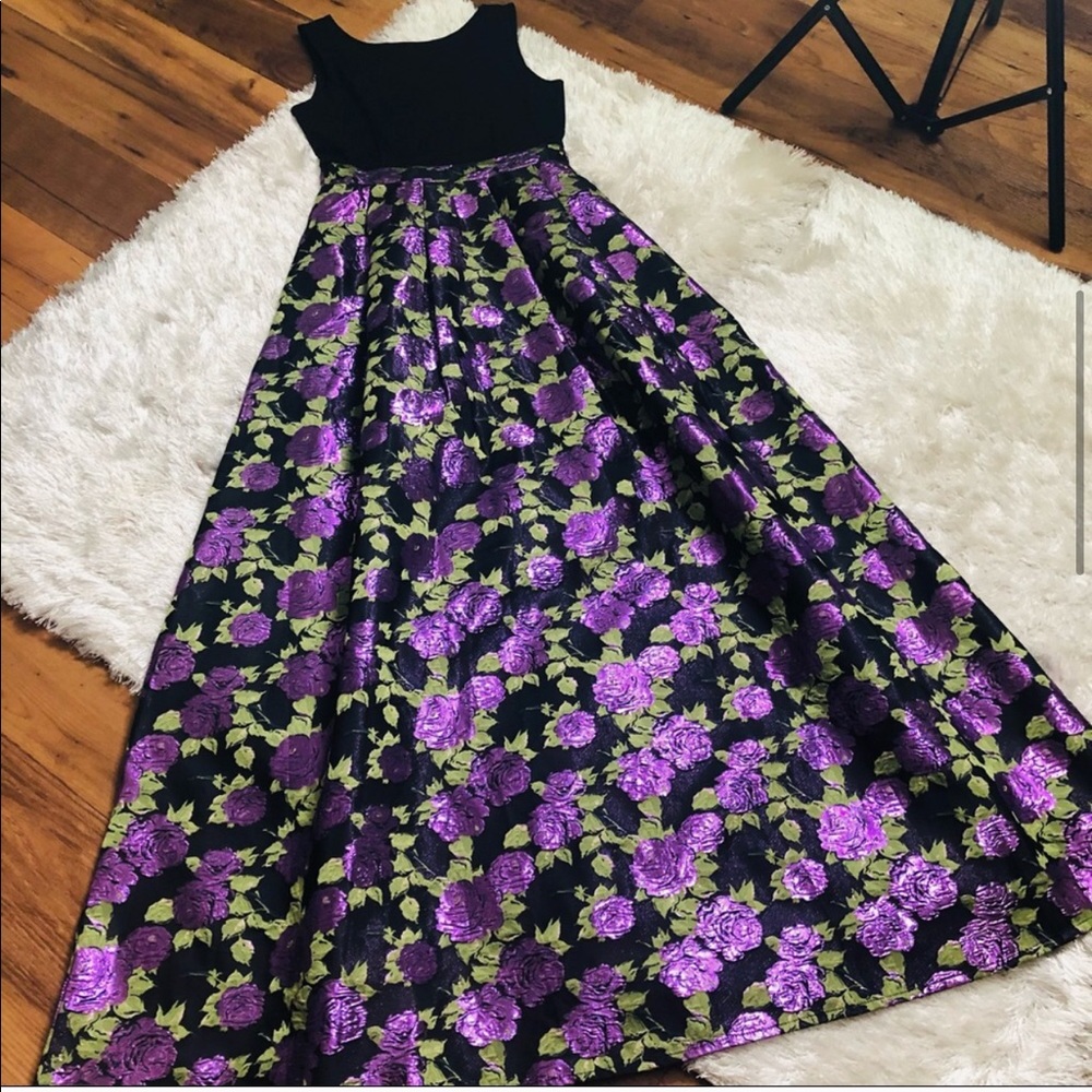 MODCLOTH Jacquard Purple Floral Maxi Dress